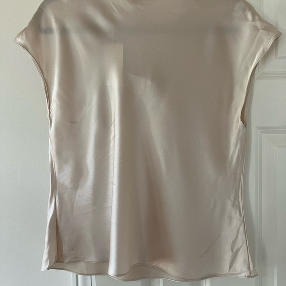 Champagne Vince Cowl Neck Cap Sleeve Silk Blouse - Picture 6 of 8